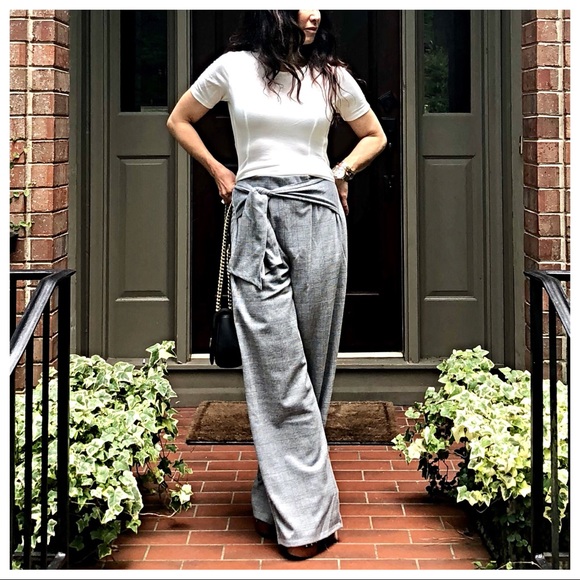 ✨LAST ONE ✨Jacquard belted wide leg palazzo pants - Picture 3 of 8